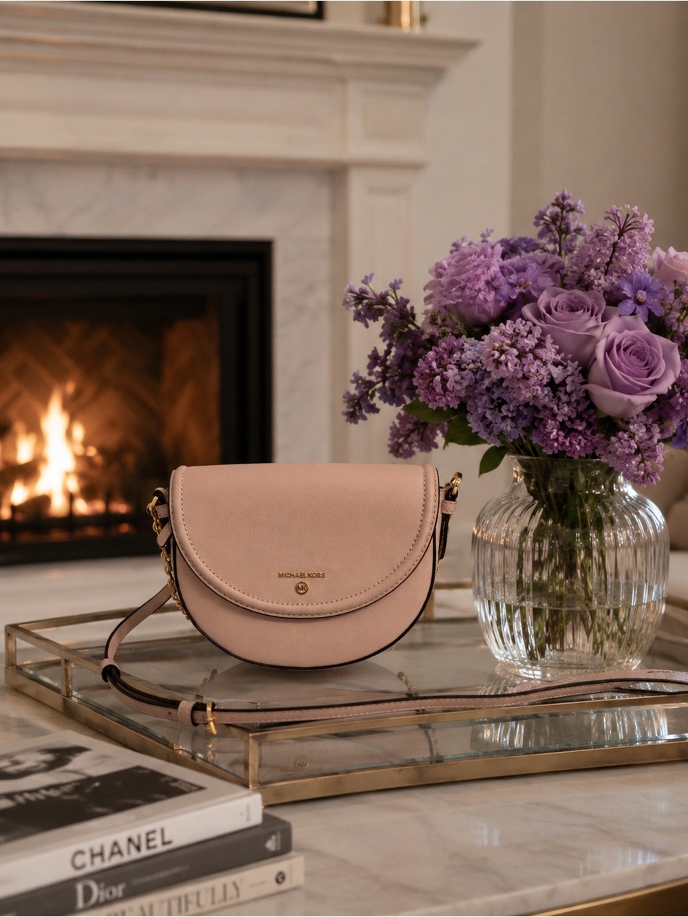 Michael Kors Blush Pink Crossbody Saddle Bag